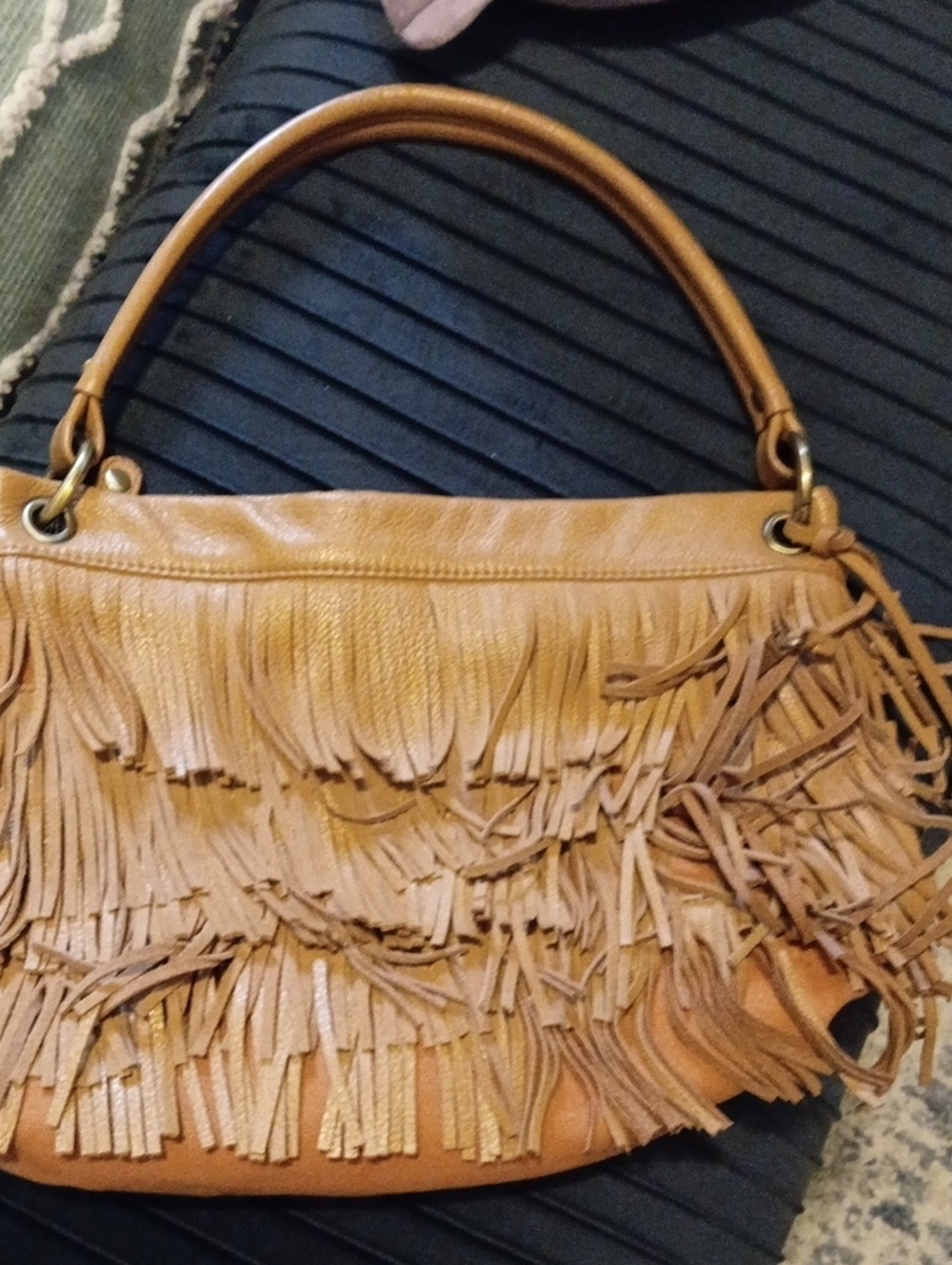 Fringe-Accent Women’s Shoulder Bag - Tan